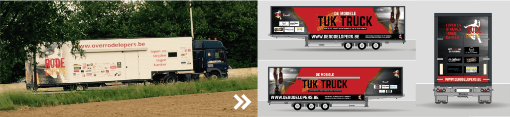 bestickering vrachtwagen Roeselare | belettering trailer Roeselare